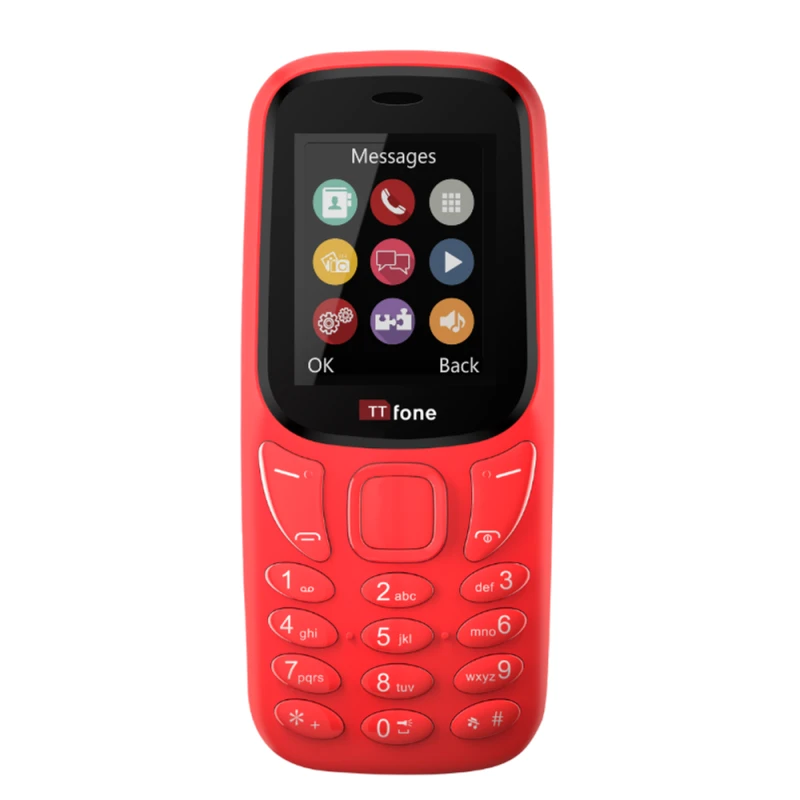 Image of TTfone TTfone Red Dual SIM with USB Cable - High Quality & Easy to Use Mobile Phone