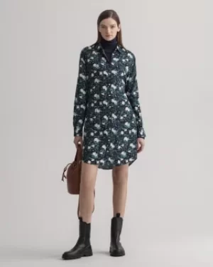Image of GANT Rose Print Crepe Shirt Dress