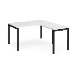 Image of Bench Desk Add On Return Desk 1400mm White Tops With Black Frames Adapt