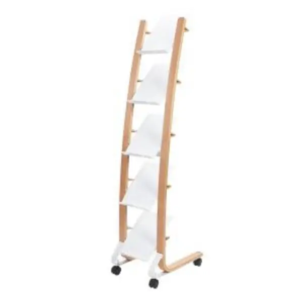 Image of Alba Alba Mobile Wooden Floor Stand 5 Shelves A4 Format Literature Display H1650 x W360 x D520mm Light Wood/White - DD5PMW BC DD5PMW BC