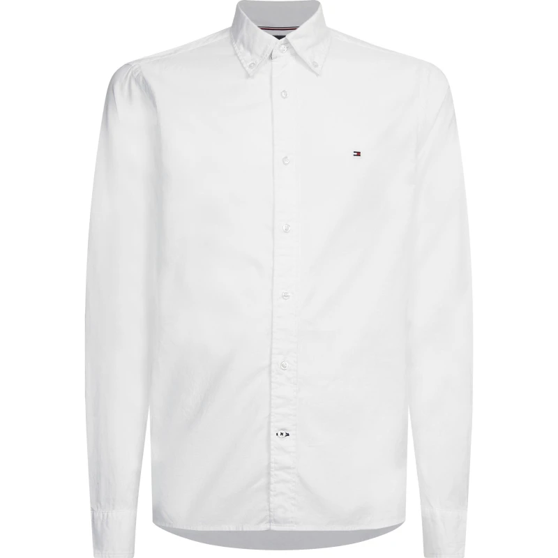 Image of Tommy Hilfiger Core Flex Long Sleeve Poplin Shirt - White White XL