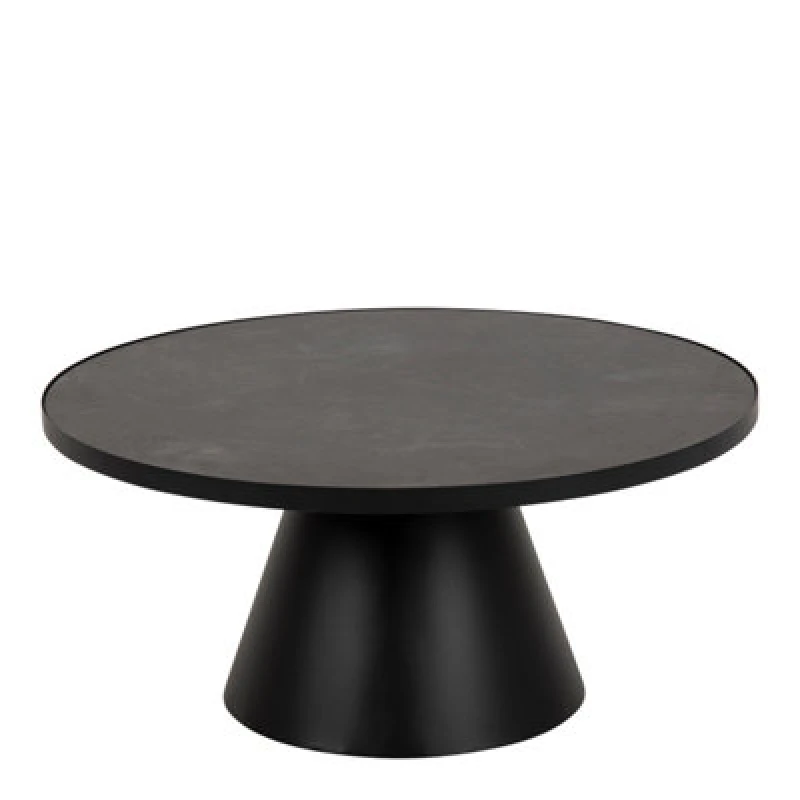 Image of Furniture To Go Soli Low Round Ceramic Coffee Table In Black 85.7X40Cm