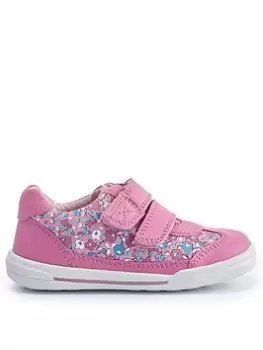 Image of Start-rite X Jojo Maman Bébé Chums Pink Floral Print Leather Double Riptape Girls Trainers - Pink Floral, Size 10 Younger