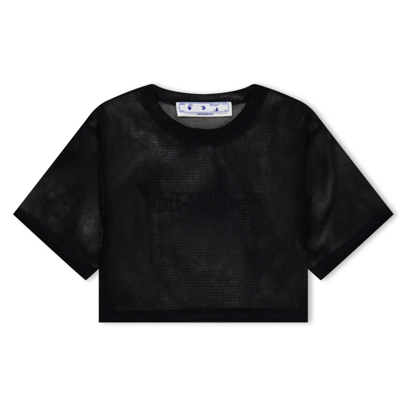 Image of Off White Womens Mesh Cropped T-Shirt Black female 8 (EU36)