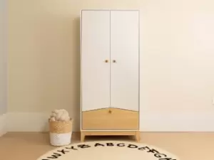 Image of Seconique Cody White and Pine 2 Door 1 Drawer Wardrobe