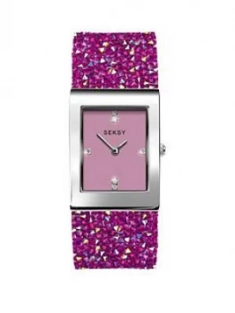 Image of Seksy Seksy Rocks Pink Tank Dial Pink Rocks Strap Ladies Watch