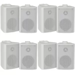 Image of 8x 70W 2 Way White Wall Mounted Stereo Speakers 4 8Ohm Compact Background Music