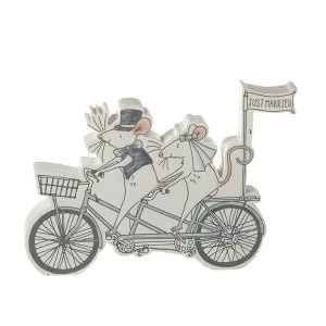 Image of Just Married Mr & Mrs Mouse On Tandem Wedding Keepsake Gift Decoration By Heaven Sends