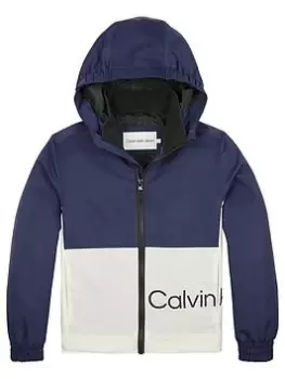 Image of Calvin Klein Jeans Boys Colour Block Wind Breaker - Ivory, Ivory, Size Age: 12 Years