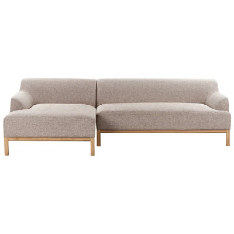 Image of Beliani Corner Sofa 3 Seater Sosjo Fabric Light Brown Right Hand