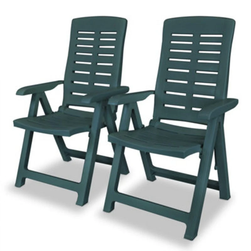 Image of Vidaxl Reclining Garden Chairs 2 Pcs Plastic Green