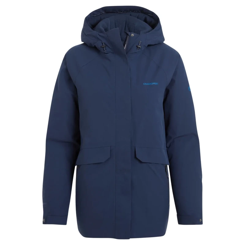 Image of Craghoppers Womens Caldbeck Thermic Hooded Waterproof Breathable Padded Jacket in Navy Size: 12 Navy Female 12