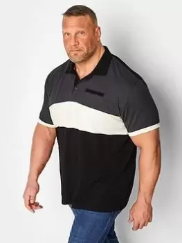 Image of BadRhino Baseball Cut & Sew Stripe Polo, Navy, Size L, Men