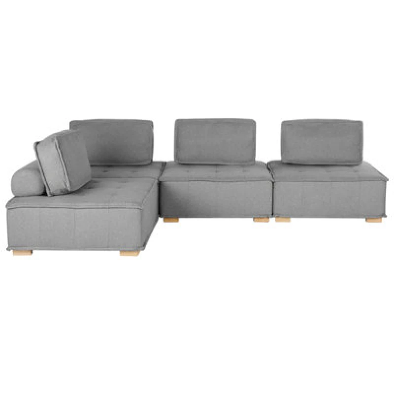 Image of Beliani Modular Corner Sofa 4 Seater Tibro Fabric Grey Right Hand