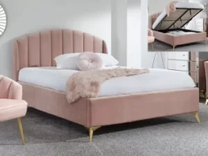 Image of GFW Pettine 4ft6 Double Pink Upholstered Fabric Ottoman Bed Frame