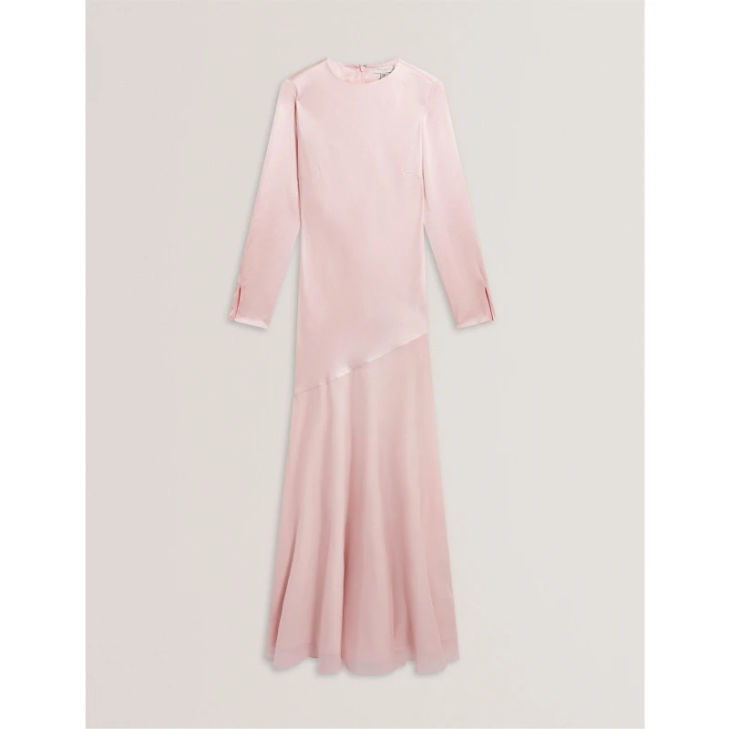 Image of Ted Baker Womens Long Sleeve Maxi Dress Pink female 8 (XS)