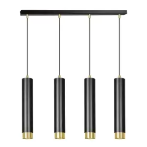 Image of Kibo Black/Gold Bar Pendant Ceiling Light 4x GU10