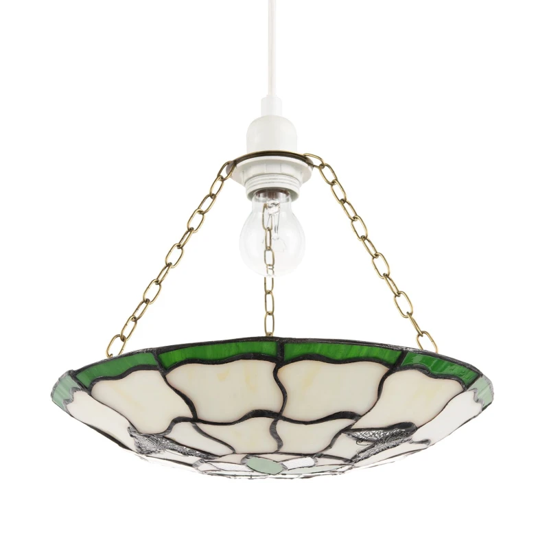 Image of Happy Homewares Traditional Butterfly Tiffany Glass Green Pendant Lighting Shade Green Unisex