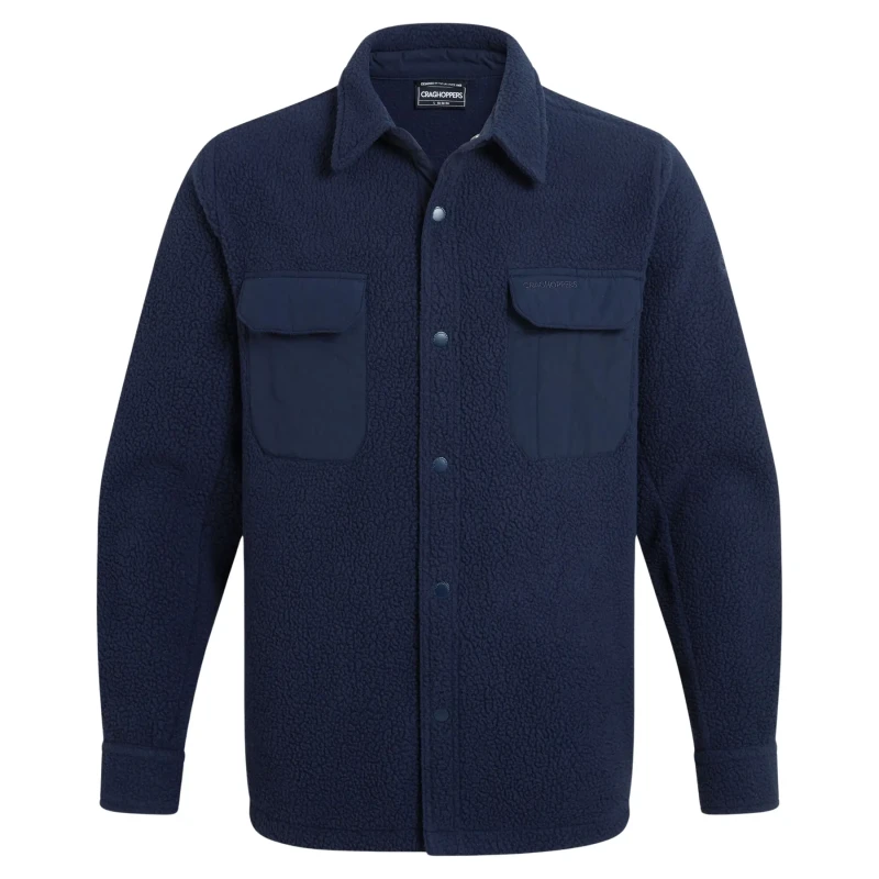 Image of Craghoppers Craghoppers Men Blencathra Borg Overshirt Fleece Jacket in Black Size: Medium Black M Male 5063260130929