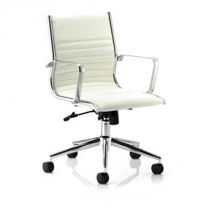 Image of Sonix Ritz Executive Medium Back Chair With Arms Bonded Leather Ivory