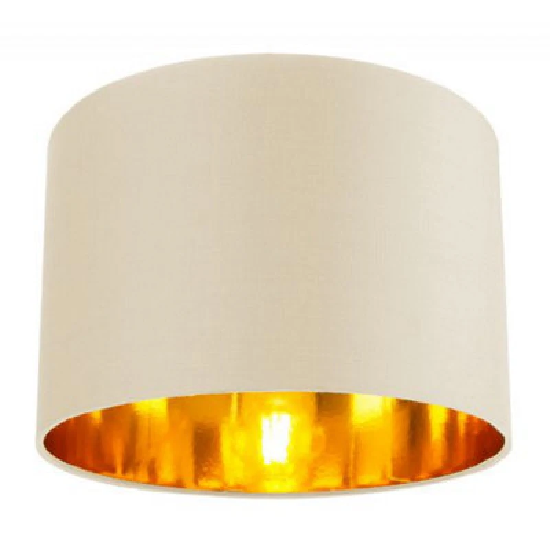 Image of Happy Homewares Contemporary Cream Cotton 12 Table/pendant Lamp Shade With Shiny Copper Inner