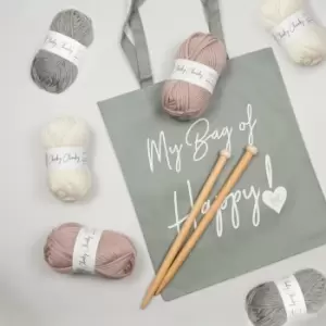 Image of Wool Couture Hannah Blanket Knitting Kit Purple, Grey and Cream