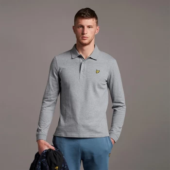 Image of Mens LS Polo Shirt - Mid Grey Marl - M
