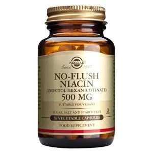 Image of Solgar No Flush Niacin 500 mg Inositol Hexanicotinate Vegetable Capsules 50 vegicaps