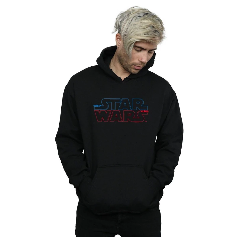 Image of Star Wars Star Wars Men Lightsaber Logo Hoodie in Black Size: Small Black S Male 5059308847300