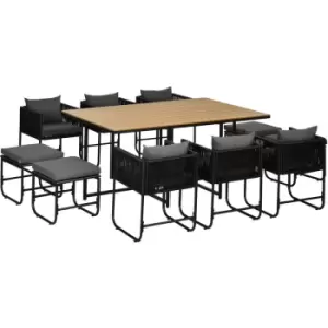 Image of Outsunny - Rattan Dining Set, Garden Table & Chair Sets w/ Space-saving Design - Black