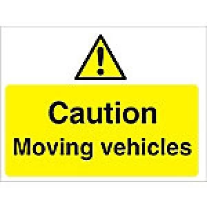 Image of Warning Sign Moving Vehicles Fluted Board 45 x 60 cm