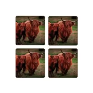 Image of Rural Roots - Highland Cows Coaster Pack Of 4