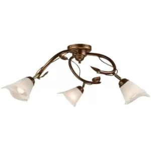 Image of Bluszcz Multi Arm Semi Flush Ceiling Light With Glass Shades, Brown, 3x E14