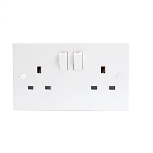 Image of KnightsBridge 13A White 2G Twin 230V UK 3 Switched Electric Wall Socket
