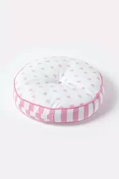 Image of Pink Hearts & Stripes Round Floor Cushion