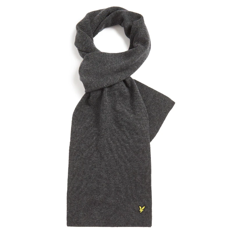 Image of Lyle and Scott Lambswool Ribbed Scarf Grey male One Size