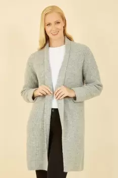 Image of Grey Knitted Long Cardigan