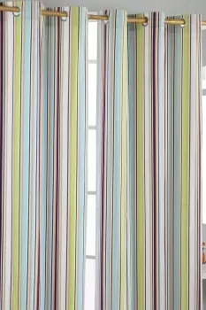 Image of Osaka Green Stripes Ready Made Eyelet Curtain Pair