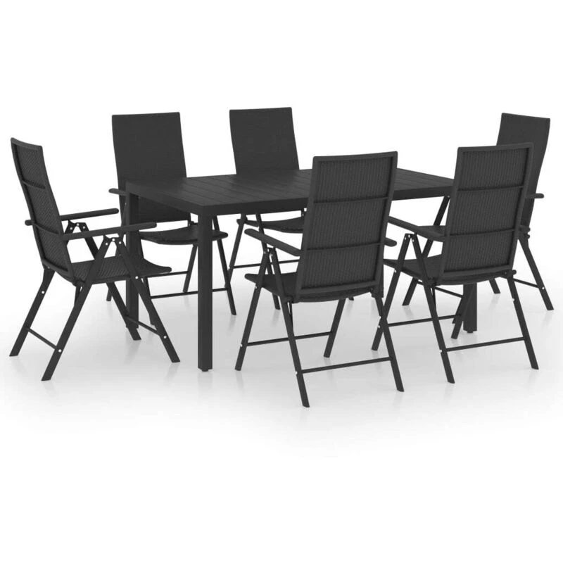 Image of VIDAXL 7 Piece Garden Dining Set Black Vidaxl 8720286228272