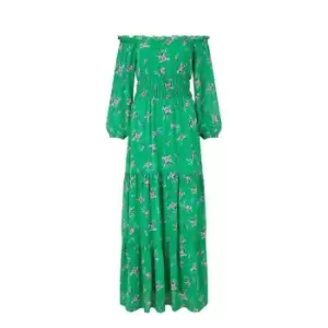 Image of Yumi Green Floral Bardot Maxi Dress - Green