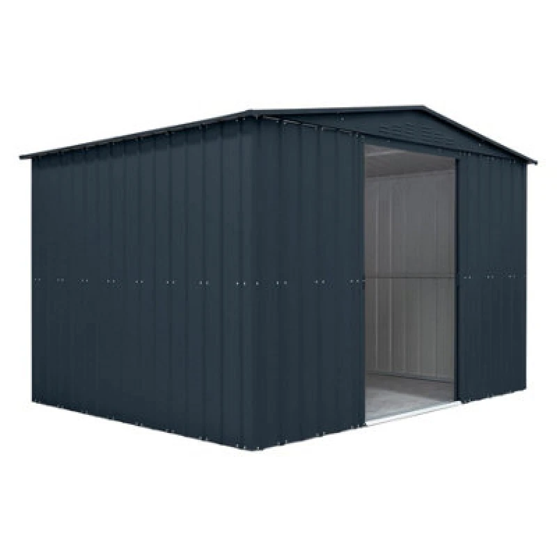 Image of Waltons Globel 10 X 8 Apex Metal Storage Shed Sliding Doors - Grey