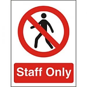 Image of Prohibition Sign Staff Only Self Adhesive PVC 15 x 20 cm