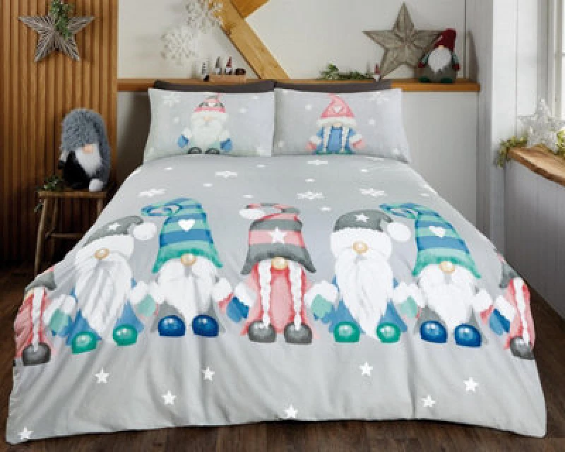Image of Rapport Gonk Family Reversible Duvet Cover Set Winter/christmas Bedding