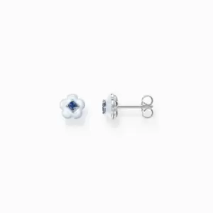Image of Charming Flower With Blue Stone Ear Studs H2269-496-1