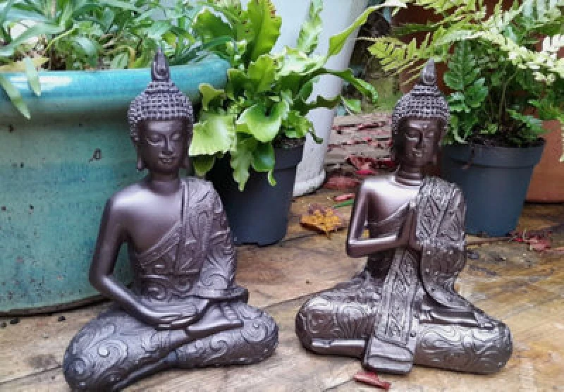 Image of Inspirational Gifting 2 Mystic Thai Buddha Ornaments Sculptures - In Cold Cast Bronze Resin