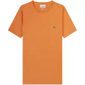 Image of Lacoste Mens Crew Neck Pima Cotton Jersey T-Shirt Size 3 - S Orange