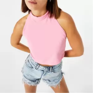 Image of I Saw It First Rib Halterneck Crop Top - Pink