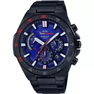 Image of Mens Casio 'Edifice Toro Rosso' Black and Blue Tough solar Chronograph Watch