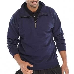 Image of Click Workwear Sweatshirt Quarter Zip 280gsm 6XL Navy Blue Ref