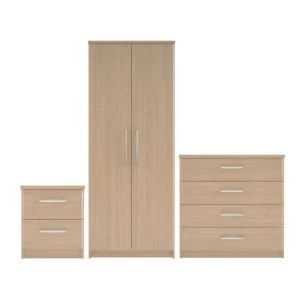 Image of Elsey Matt Natural Oak effect 3 piece bedroom furniture set